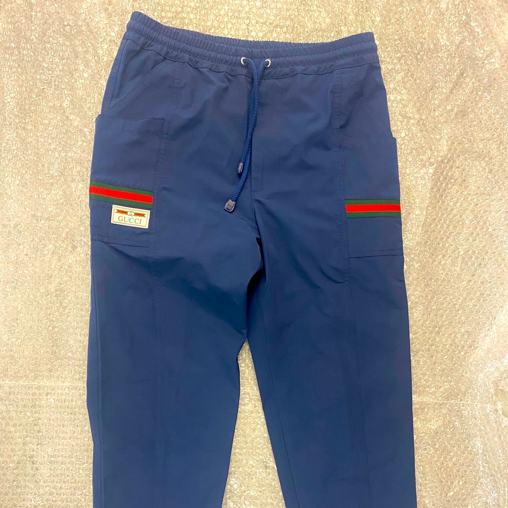 Blue Designer Gucci GG Jogger Windbreaker Pants Men